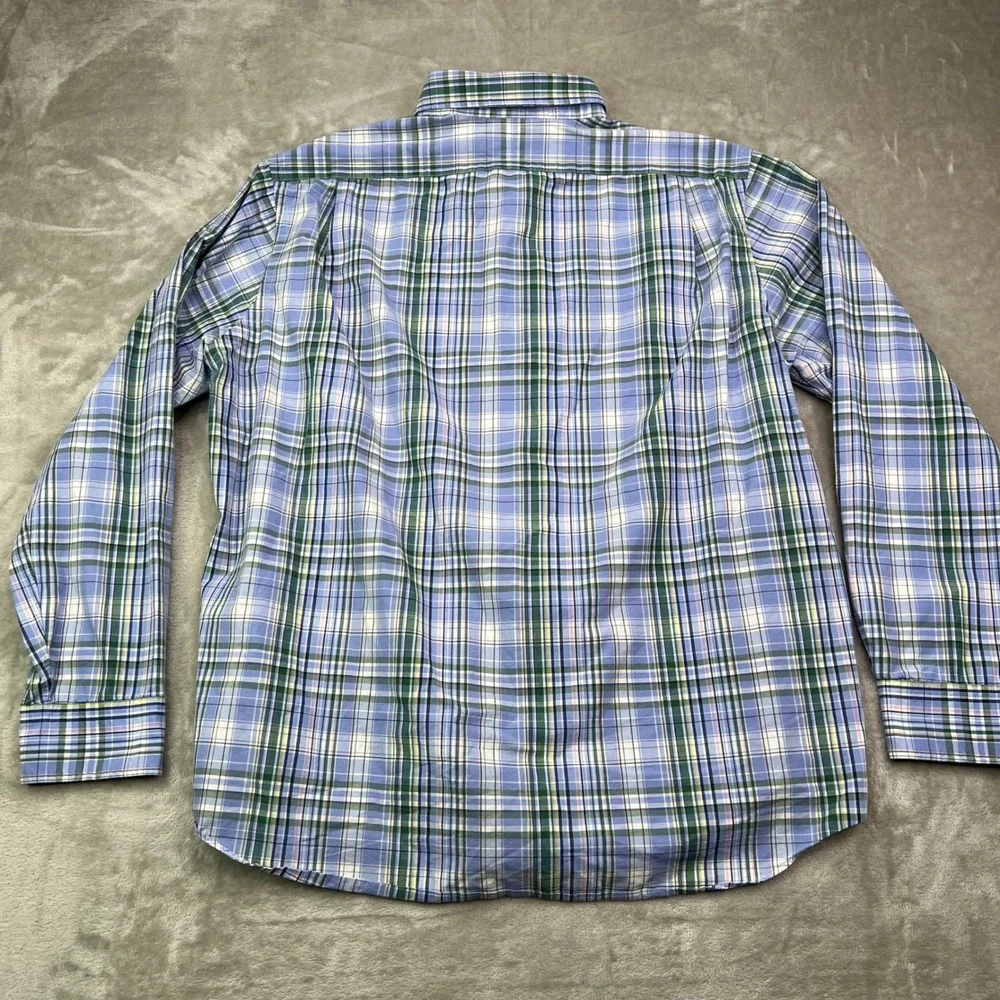 Polo Ralph Lauren Classic Fit Shirt Mens‎ 2XL Blue Green Plaid Cotton Stretch
